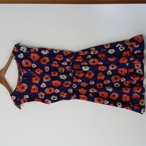 41 Hawthorn size M purple with orange poppies ruffle hem sleeveless dress